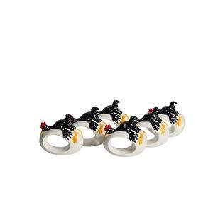 Vintage Department 56 Napkin Rings Ceramic Rooster by Bryan McNutt, Set of 6
